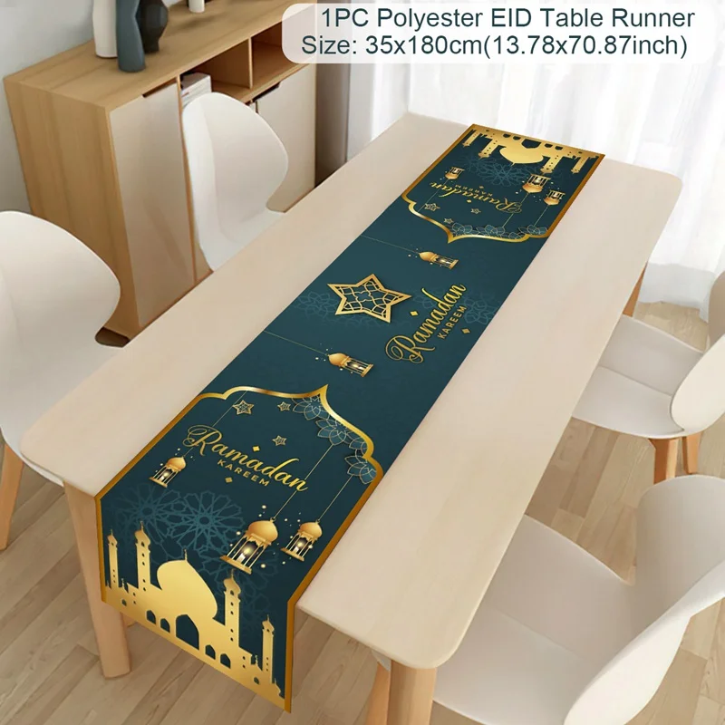 Eid AlFitr Star and Moon Letter Print Home Table ration Table Flag
