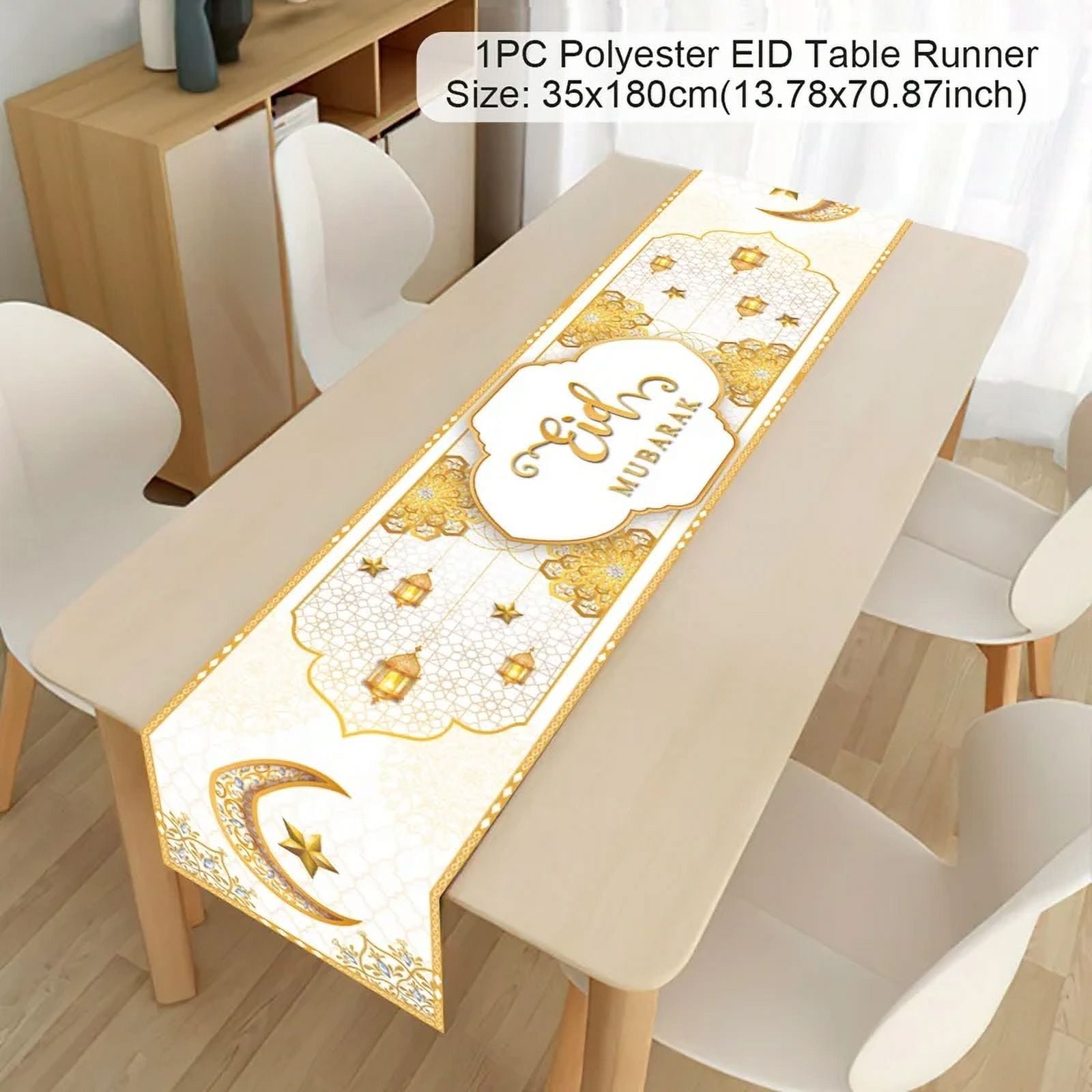Eid AlFitr Star and Moon Letter Print Home Table ration Table Flag