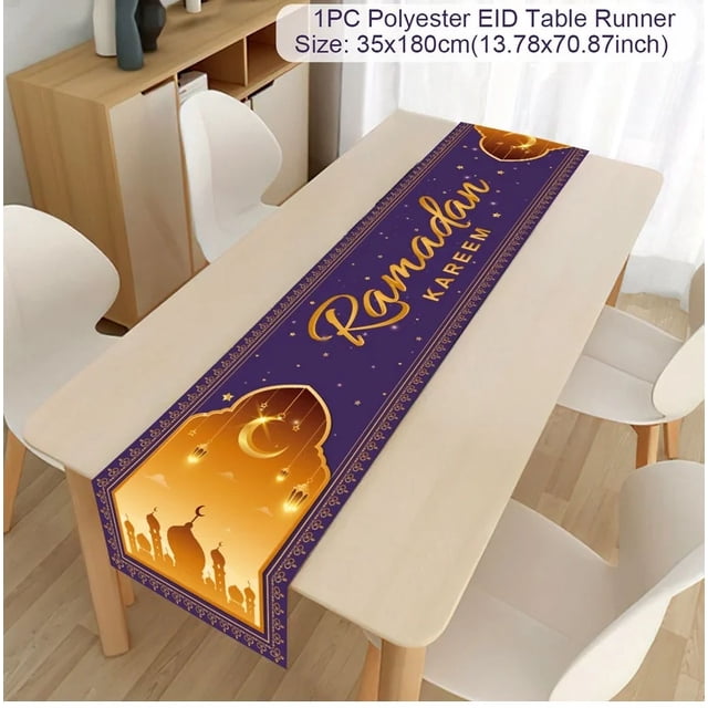 Eid AlFitr Star and Moon Letter Print Home Table ration Table Flag