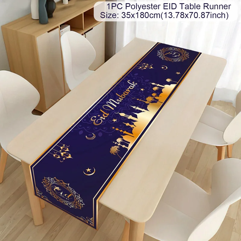 Eid AlFitr Star and Moon Letter Print Home Table ration Table Flag