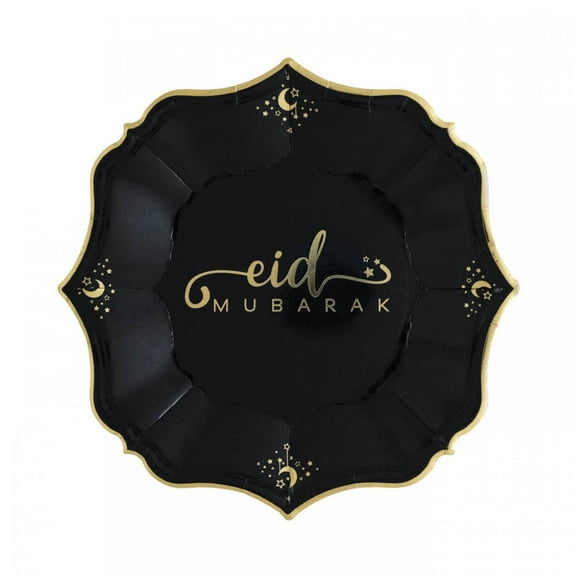 Eid Black Dessert Plates | Unique Porcelain Inspired Eid Party Plates