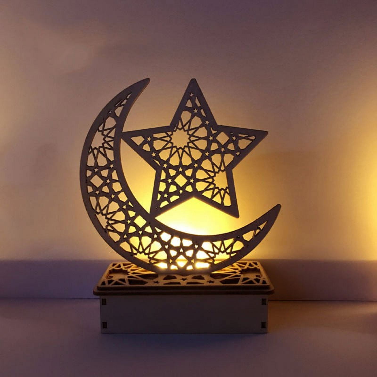 1pc Wooden Led Moon Light Ramadan Wood Crafts Warm White - Temu Canada