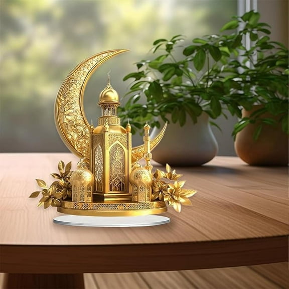 Eid Decorations for Home Ramadan Mubarak Sign 2D Moon Castle Table Decoration Ramadan Decorations for Table Islamic Sign Souvenir Collection