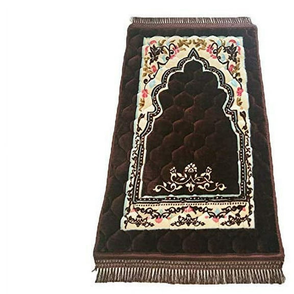 Eid Gift Prayer Rug Islam Thick and Super Soft Printed Patterns Prayer Mat 31''x47'' (Coffee)