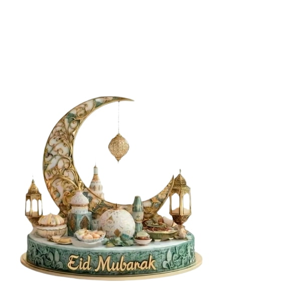 Eid Mubarak 2D Acrylic Moon Lantern Ornament, Ramadan Home Decor, Tabletop Decoration, C Version