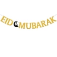thumbnail image 1 of Eid Mubarak Banner - Eid Al Adha Decorations, Ramadan Mubarak Bunting Sign, Happy Eid Muslim Ramadan Mubarak Decor Gold Glitter, 1 of 6