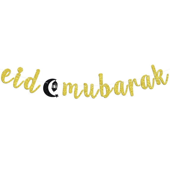 Eid Mubarak Banner Eid Haji Umrah Ramadan Mubarak Banner Ramadan Kareem Decor Mubarak Hajj Mubarak Eid Party Decoration Supplies Gold Glitter