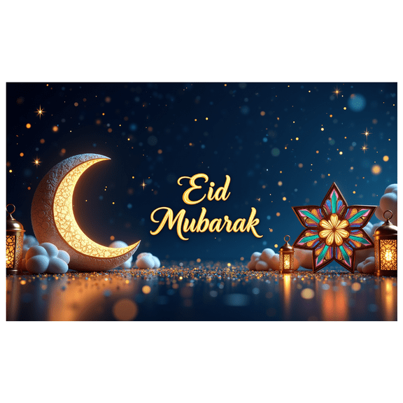 Eid Mubarak Banner Ramadan Celebration Moon Starry Night Decor Backdrop Party Muslim Festive Decorations Photography Props Background