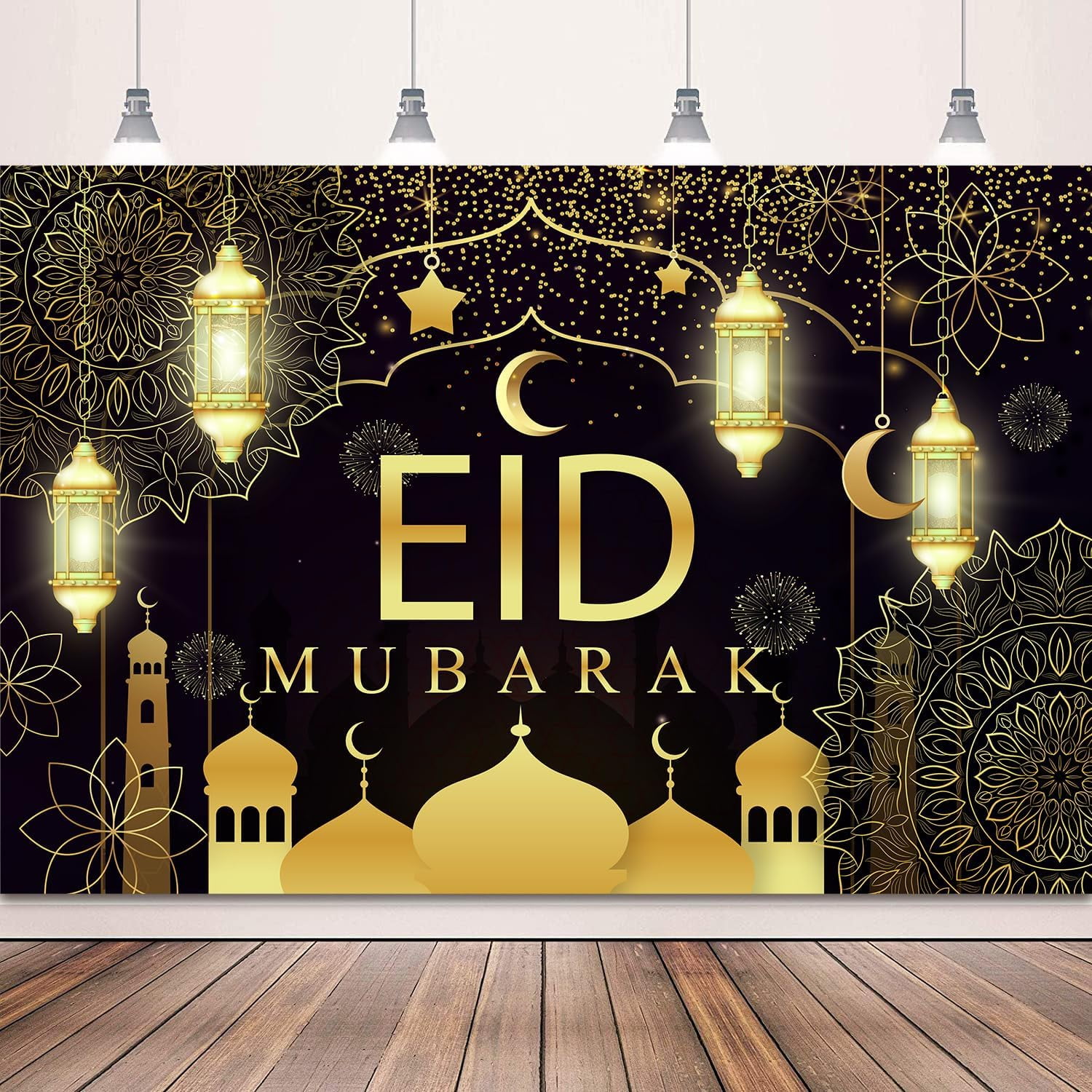 Eid Mubarak Decorations Backdrop Banner Black Eid Mubarak Ramadan