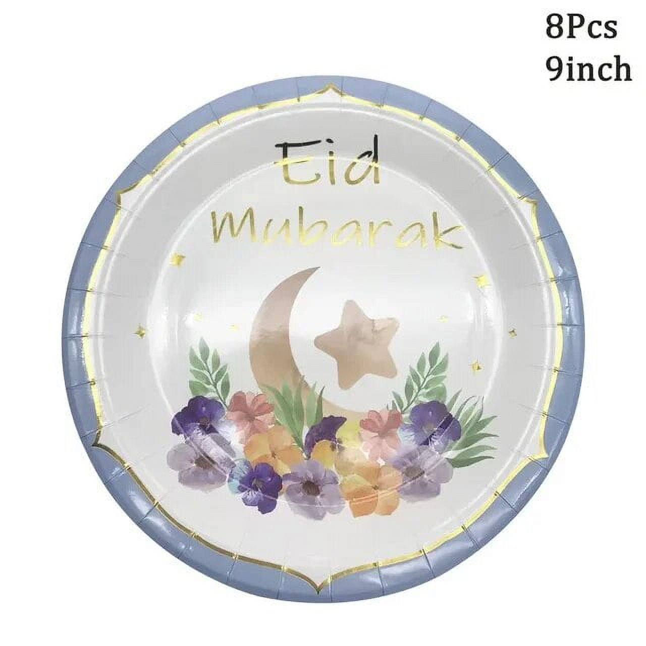 Eid Mubarak Disposable Paper Plates Cups Napkins Islamic Muslim Hajj