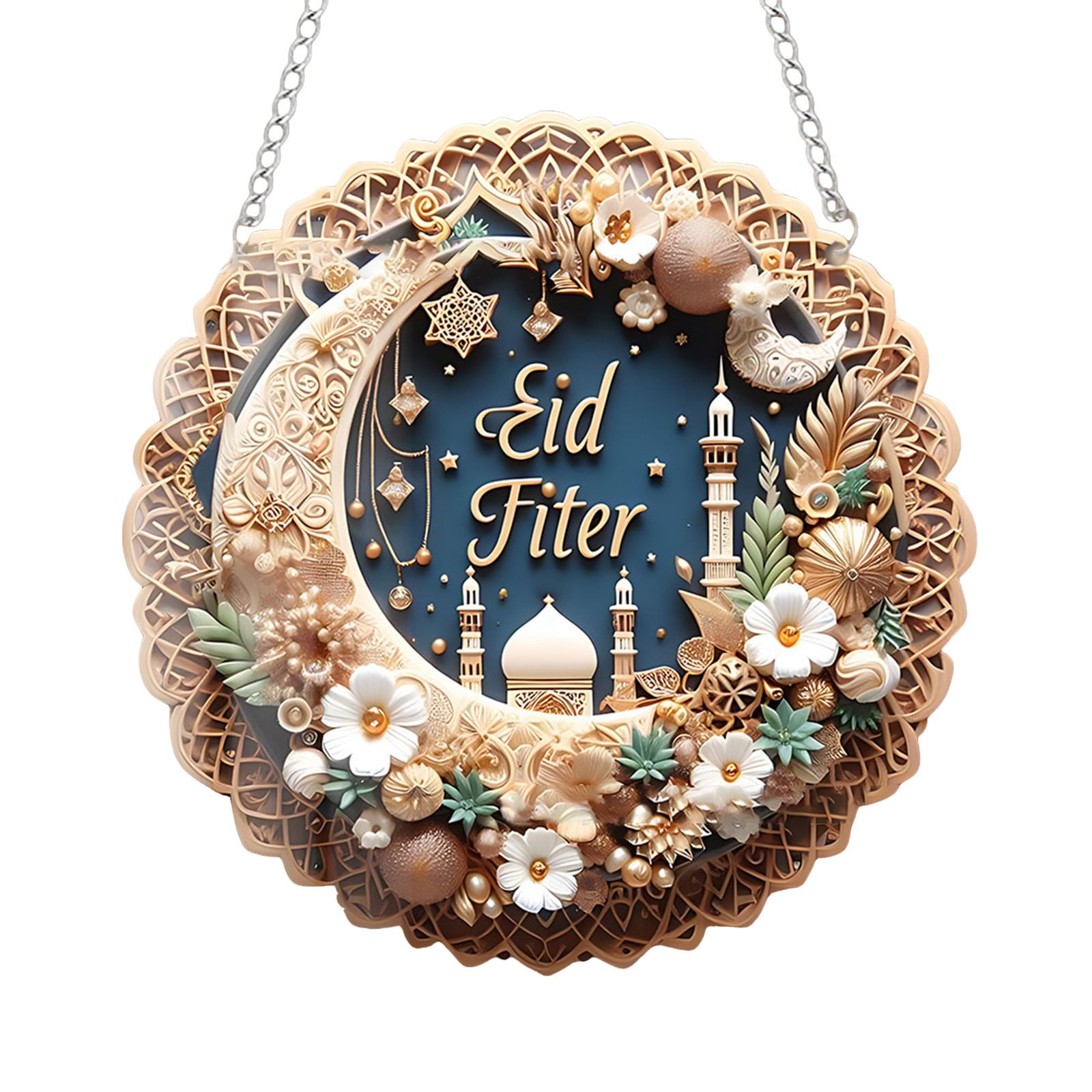 Eid Mubarak Door Sign Wooden Hanging Signs, Moon Star Wooden Hanging ...