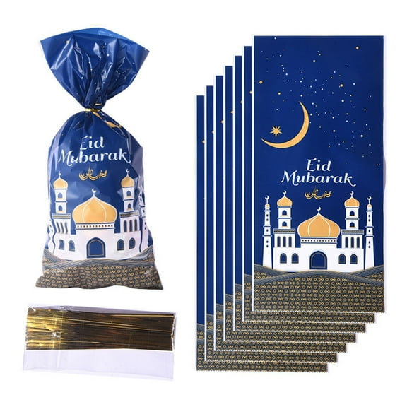 Eid Mubarak Gift Bags Plastic Candy Cookie Bag Eid Mubarak Gift Bags 50pcs For Muslim Ramadan Kareem Decoration