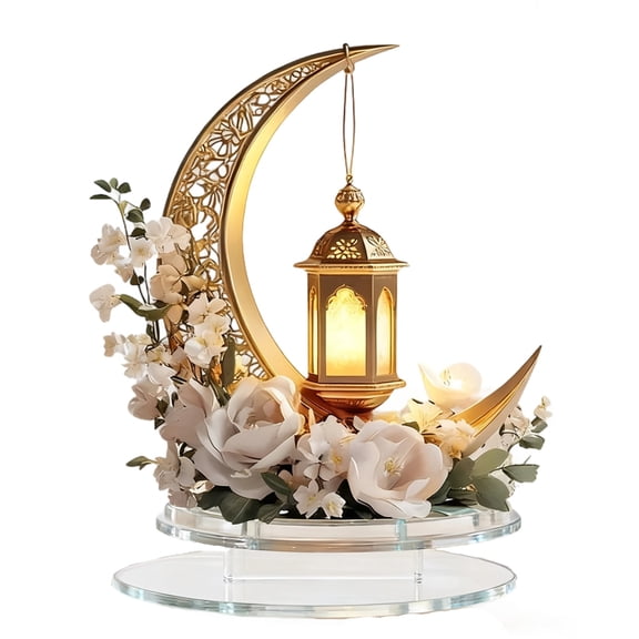 Eid Mubarak Ornaments, Acrylic Moon Castle Decoration, Ramadan Decor, Table Desk Ornament, 6.9 x 7.8 in / 17.6 x 20 cm, Home Office Decor, Festival Gift