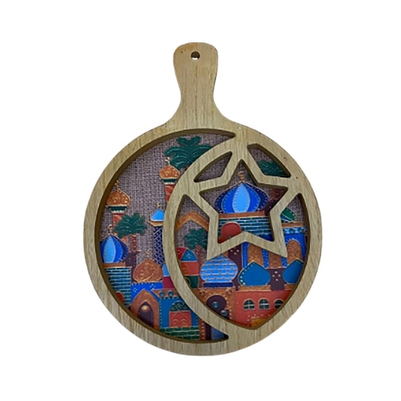 Eid Mubarak Serving Tray, Ramadan Moon Star Wooden Platter, Vintage Food Tray for Desserts, Snacks, & Cookies, Ideal for Home Decor & Party Celebrations