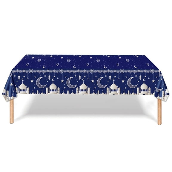 Eid Mubarak Star Moon Tablecloth Ramadan Kareem Decor For Home 2025 Islamic Muslim Party Eid Al Adha Supplies Castle Table Cover