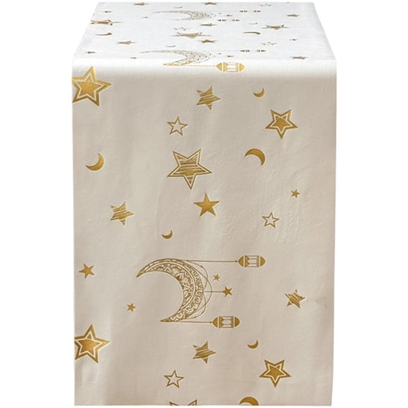 Eid Mubarak Tablecloths, Muslim Decor Table Runner, Ramadan Table Flag Cloth Moon Star Tablecover Table Protector Cover for Islamic Muslim Party Decoration