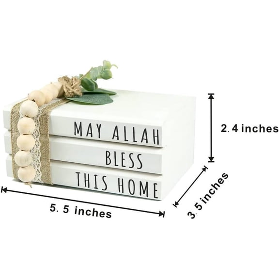Eid Mubarak Wooden Book Stack, May Allah Bless This Home, Farmhouse Islamic Home Decor, Ramadan Kareem Tiered Tray Decoration Islamic Festival Decor for Table$$Home Decor, Kitchen, & Other