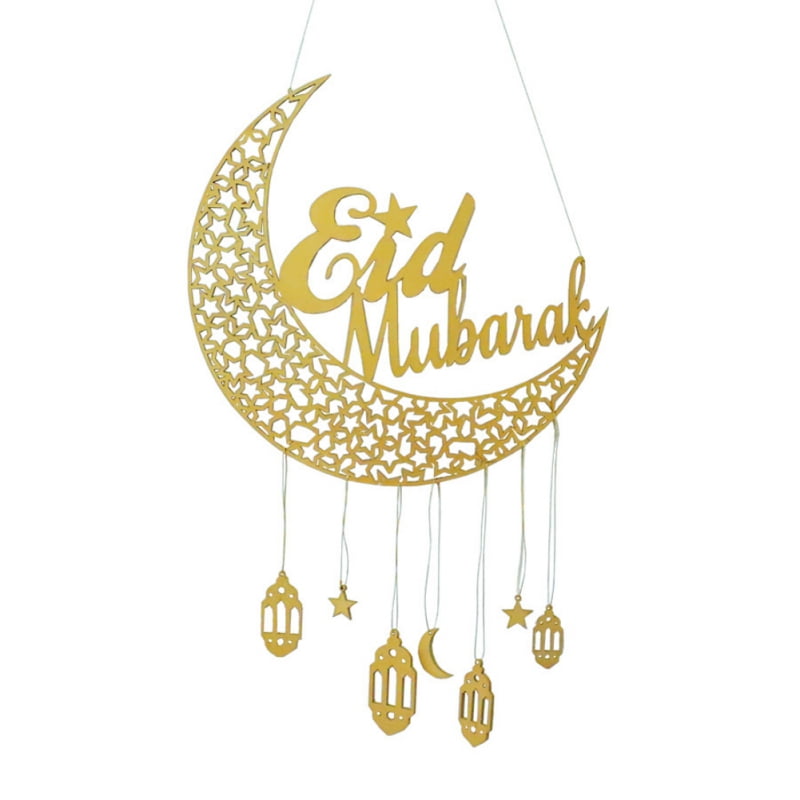 Eid Mubarak Wooden Ornament Ramadan Wood Decor Moon Star Hanging ...