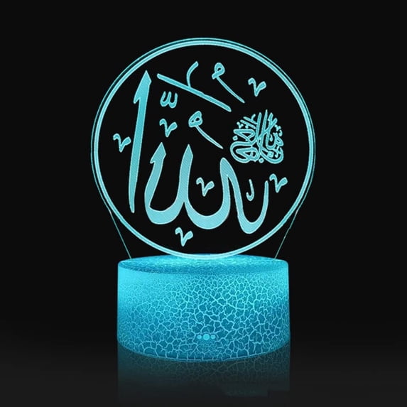 Eid Night Lights, Ramadan 3D Night Light Mubarak Islam Muslim Desk Lamp 16 Colors Change Light USB Charging Remote Control LED Night Lamp for Bedroom Living Room Eid Decorations