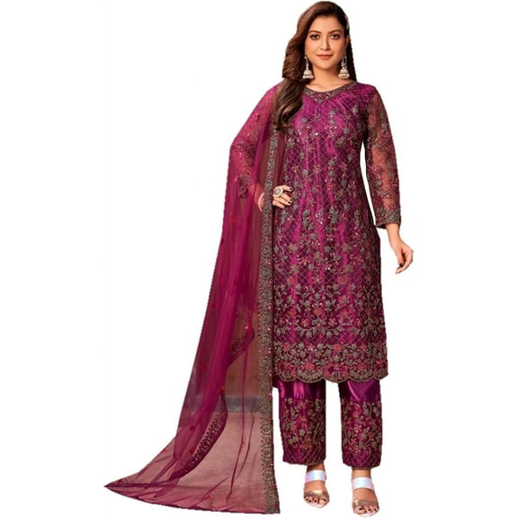 Eid Ramadan Special Pakistani Salwar Kameez Suits Indian Trouser Pant Dress ( Pink, XXS - 34 )