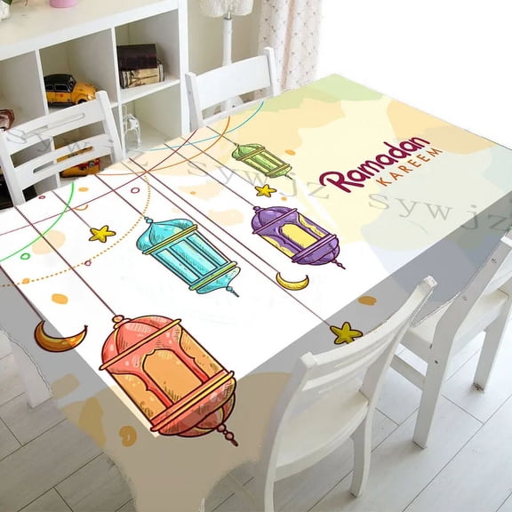 Eid Retro Muslim Ramadan Decorative Tapestry Restaurant Decorative Tablecloth Orientation Rectangular Waterproof Tablecloth