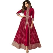 Eid Special Designer Indian Anarkali Gown Suits Pakistani Salwar Kameez Outfits ( Pink, S - 38 )