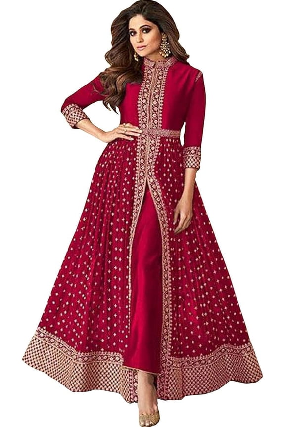 Eid Special Designer Indian Anarkali Gown Suits Pakistani Salwar Kameez Outfits ( Pink, XXS - 34 )