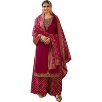Eid Special Indian Pakistani Shalwar Kameez Suits Designer Plazzo Outfits ( Pink, 4XL - 50 )