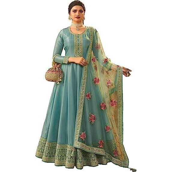 Eid Special Pakistani Designer Salwar Kameez Suits Indian Anarkali Gown Dress ( Blue, 3XL - 48 )