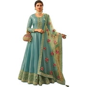 Eid Special Pakistani Designer Salwar Kameez Suits Indian Anarkali Gown Dress  Blue, L - 42