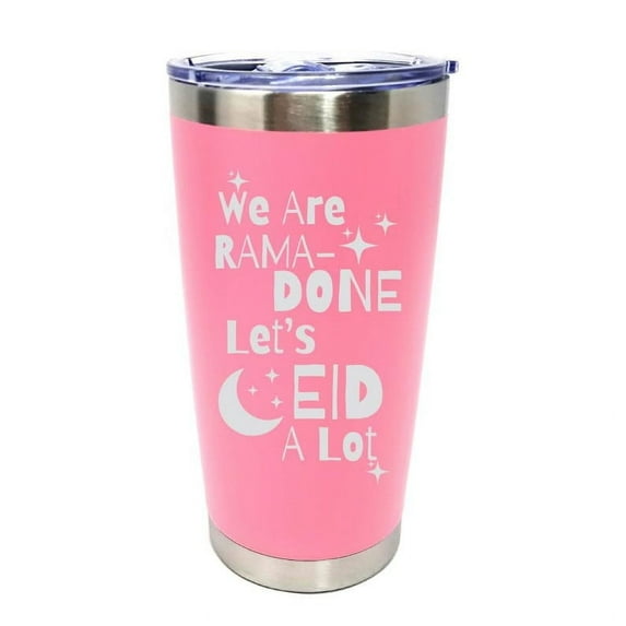 Eid Tumbler 20oz – Funny Unique Eid Gift, Coffee & Tea Cup, Eid Accessories Eid Celebrations, Eid Mubarak - Eid Vibes, Let's Eid Together - Gift For Family & Friends - Pink