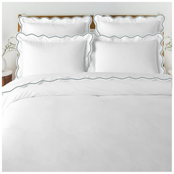 Eiderdown Decor 400 Thread Light Grey Cotton Sateen Hotel Stitch Duvet Comforter, Queen
