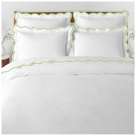 Eiderdown Decor 400 Thread White Cotton Sateen Hotel Stitch Duvet Cover, Twin or Twin XL