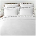 thumbnail image 1 of Eiderdown Decor 400 Thread White Cotton Satten Hotal Stitch in Black Scalloped Embroidery, King, 1 of 6
