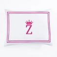 thumbnail image 1 of Eiderdown Decor White 100% Cotton Sateen Hotel stitch Pillow Sham Crown Applique Monogram (Z) in Hot Pink - US Standard Size 20" x 26"(2 Pcs) - 400 threadcount, 1 of 4