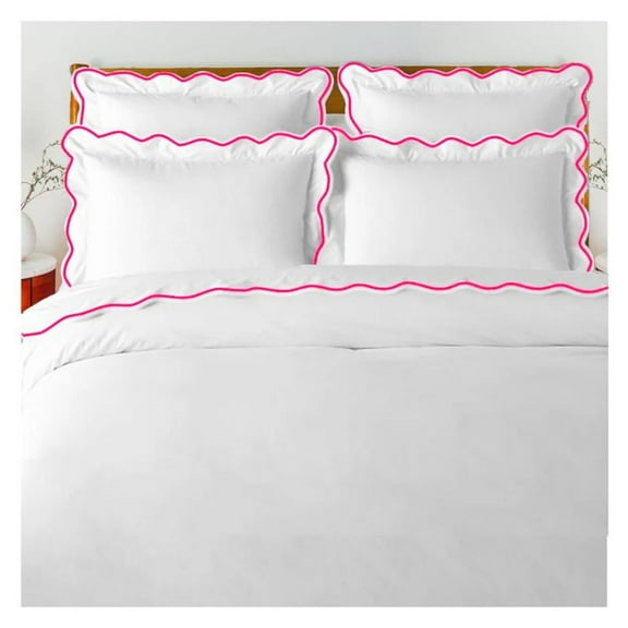 Eiderdown Decore 400 Thread Pink Cotton Sateen Hotel Stitch Duvet Cover, Queen