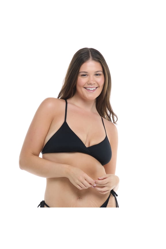 Women's Standard Madison Fixed Triangle Bikini Top Swimsuit, Black Licorice, Large