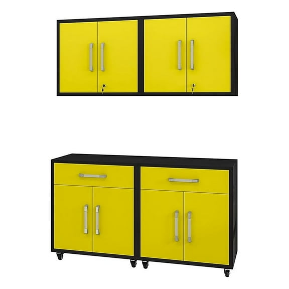 Eiffel 4-Piece Garage Storage Set in Matte Black and Yellow