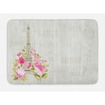 thumbnail image 1 of Eiffel Bath Mat, Eiffel Tower with Spring Blooming Flowers over Grey Rustic Background Lettering, Plush Bathroom Decor Mat with Non Slip Backing, 29.5" X 17.5", Multicolor, by Ambesonne, 1 of 2