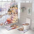 thumbnail image 1 of Eiffel Clock Tower Shower Curtain Sets Famous Buildings Cloud Scenery Bathroom Fabric Screen Anti-slip Bath Mat Toilet Cover Rug, 1 of 5