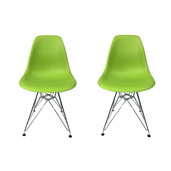 Eiffel Dining Chair with Chrome Base - Green