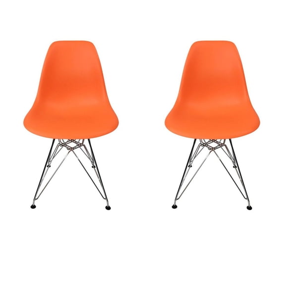 Eiffel Dining Chair with Chrome Base - Orange