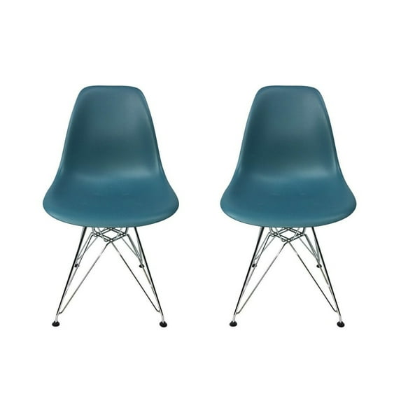 Eiffel Dining Chair with Chrome Base - Teal