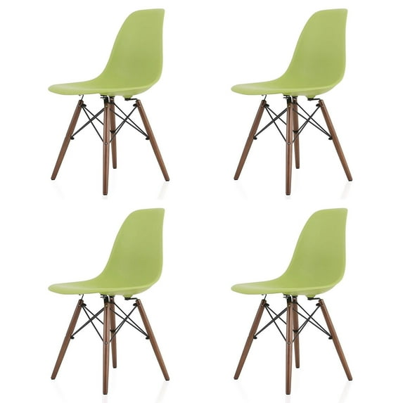 Eiffel Dining Chair with Wood Base - Green