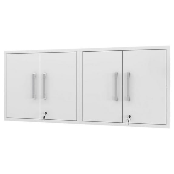 Manhattan Comfort Eiffel Floating Garage Cabinet in White (Set of 2)
