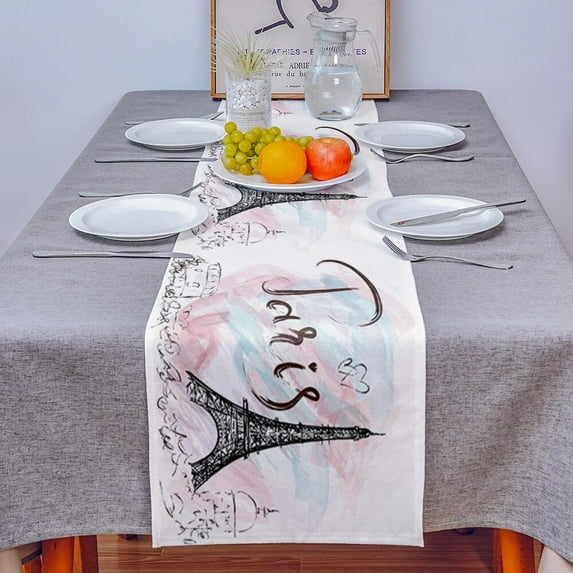 Eiffel Iron Ride Pink Table Runner Luxury Home Dining Table Coffee Table Holiday Wedding Decoration Party Dinner Table Runner