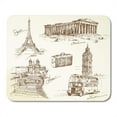 thumbnail image 1 of Eiffel London Travel Over Europe Hand Drawn Collection Tower Parthenon Mousepad Mouse Pad Mouse Mat 9x10 inch, 1 of 3