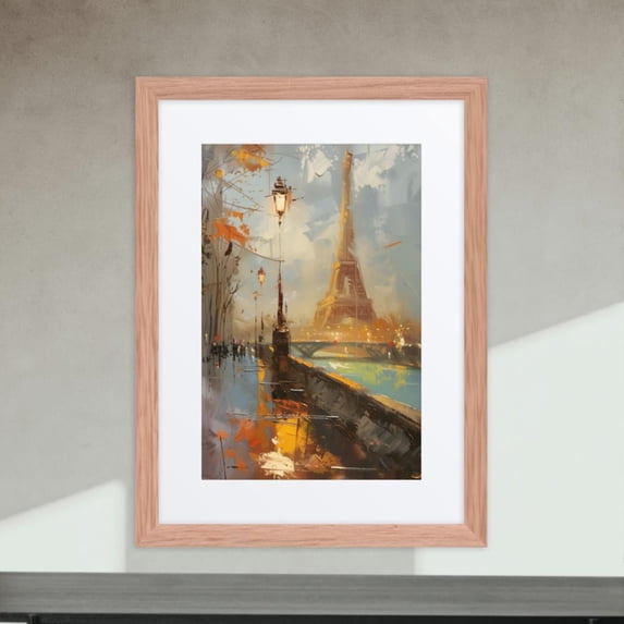 Eiffel Morning - Framed (Red Oak, 12″×16″)
