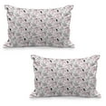 thumbnail image 1 of Eiffel Quilted Pillowcover Set of 2, Love in the City Paris French Bridal Composition Romantic Travel Pink Blossoms, Standard Queen Size Pillow Cover Bedroom, 30" x 20", Rose Black White, by Ambesonne, 1 of 1