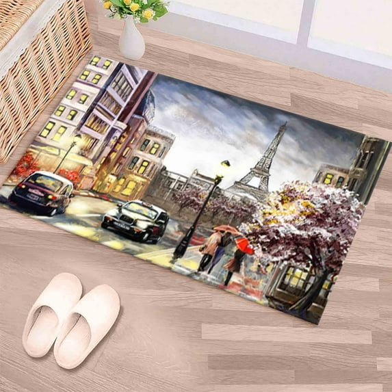 Eiffel Rugs, Spring Landscape Rug, Paris Street Landscape Rug, Living Room Rug, Hallway Rug, Girl Room Rug, Area Rugs, View Rug, Office Rug, 3.3'x6.5' - 100x200 cm